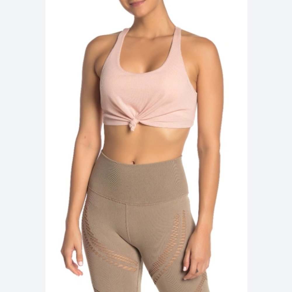 Alo Knot Sports Bra in Nectar (Pink | Size S)